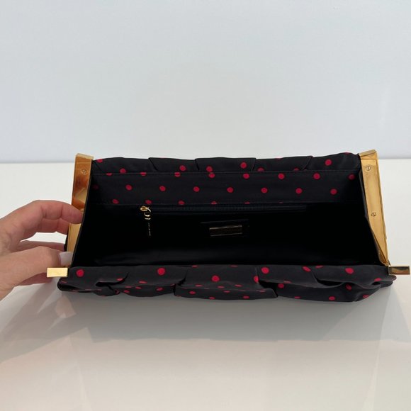 DOLCE & GABBANA BLACK AND RED POLKA DOT HARD GOLD CASE CLUTCH NWOTS! - Picture 15 of 17
